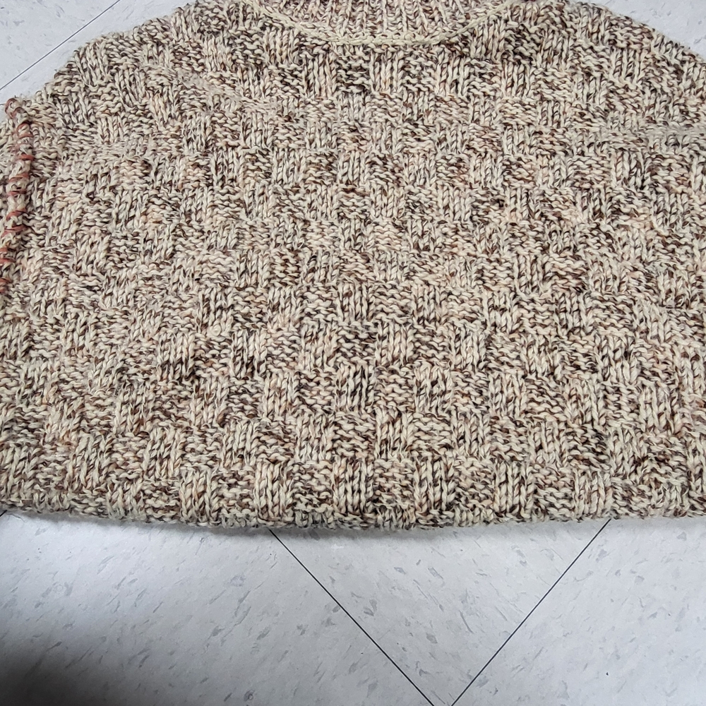 FP Movement by Free People Cream and Brown Cowl Neck Sweater